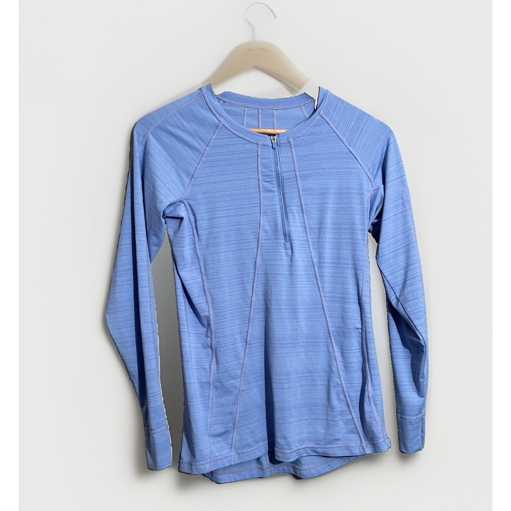 Athleta Pacifica Illume UPF Fitted Top Medium Purple Blue 1/4 Zip Stretch